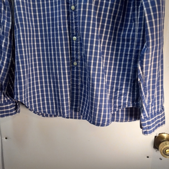 J.Crew Plaid Sunwashed Oxford Tailored Large Blue Business Casual Shirt Office - Picture 13 of 16